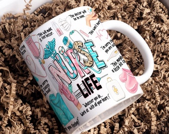 Nurse Mug Sublimation design, Nurse Life 11 oz & 15oz mug wrap, Nurse Thank You Gift, Nurse Mug Wrap, Coffee Mug Png, Digital Download