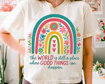 Positive boho floral quote png, flowers png, peace png, inspirational png, kindness png, t shirt png, sublimation design, rainbow png, brush