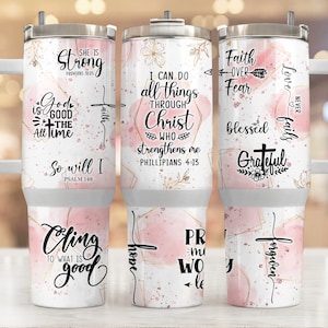 Afirmaciones de fe, archivo PNG de envoltura de vaso de 40 oz, diseño de sublimación de vaso de 40 oz de citas de Dios, diseño boho, sublimación de descarga digital PNG