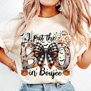 I Put The Boo in Boujee Png, Coquette Halloween PNG, Fall png, Spooky Season Png, Pumpkin Png, Halloween Mama Png, Sublimation TShirt Design