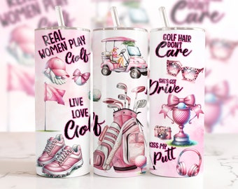 Funny Women Golf Tumbler Wrap 20 oz Skinny Tumbler Sublimation Design Digital Download PNG Instant Digital Only, Girl Golfing Tumbler