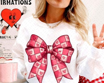 Valentines Day Heart Coquette Bow Png, Checkered Valentine png, Retro Valentine Png, Valentine mama Png, Coquette Png, Love Png, Cupid Png