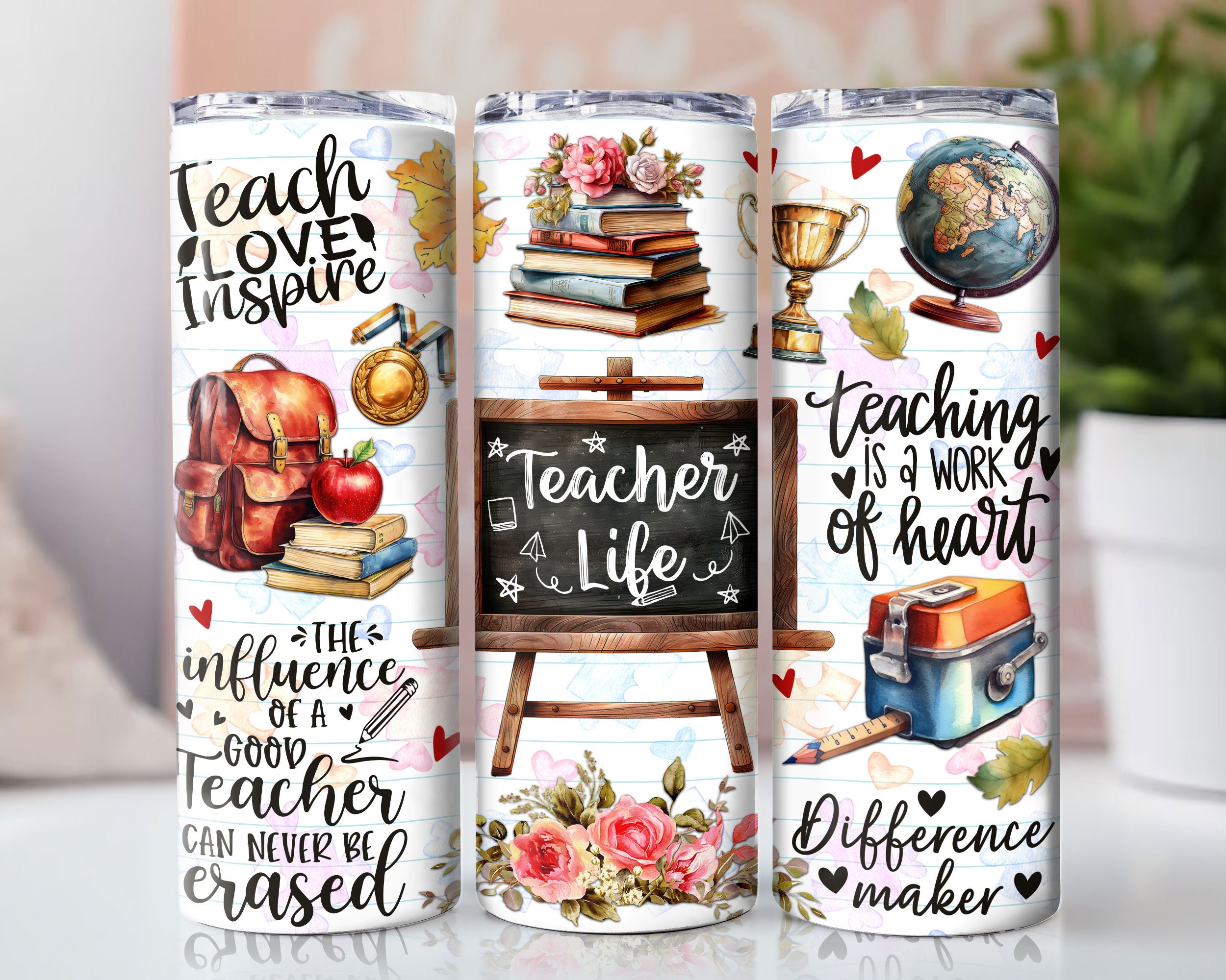 Teacher Tumbler Wrap PNG, 20 Oz Skinny Tumbler Sublimation Design ...
