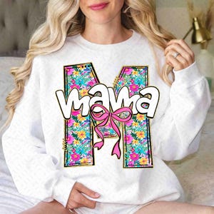 Coquette Mama Floral Glitter Png, Retro Preppy Floral Mama with kids names Png, Everyday Png, Preppy Mama Design, Checkered Sublimation