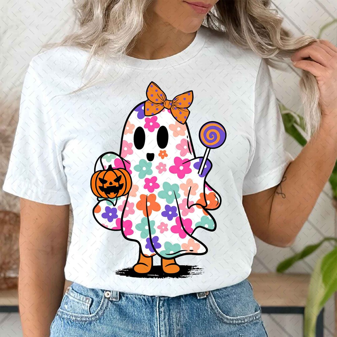 Cute Girly Ghost PNG Cute Ghost Fall Shirt Sublimation Design Digital ...