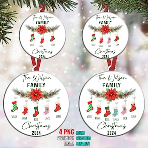 Family Christmas Ornament Bundle PNG, Personalized Family Stocking Ornament Design png, Ornament Add Your Own Name,Christmas Bundle Ornament