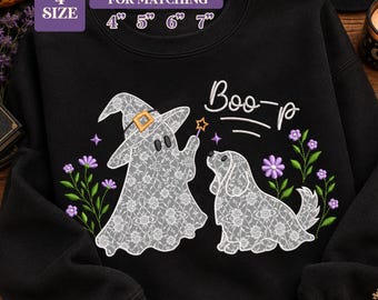 Boo-P Ghost Dog Halloween Applique Embroidery File, Dog Mom Design (Instant Download)