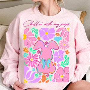 Boho Easter Bunny Png, Chillin’ with my peeps png, Retro Floral Easter Png, Bunny Coquette Png, Happy Easter Png, Coquette Easter Png