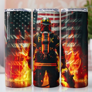 USA Firefighter 20 oz Straight Tumbler Sublimation Design Digital Download PNG, Skinny Tumbler Design Digital Only, Firefighter Tumbler Wrap