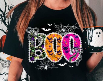 Boo Ghost PNG, Retro Girly Halloween Design, Spooky Season Png, Halloween mama png, Halloween Shirt Png Sublimation, Gothic Halloween