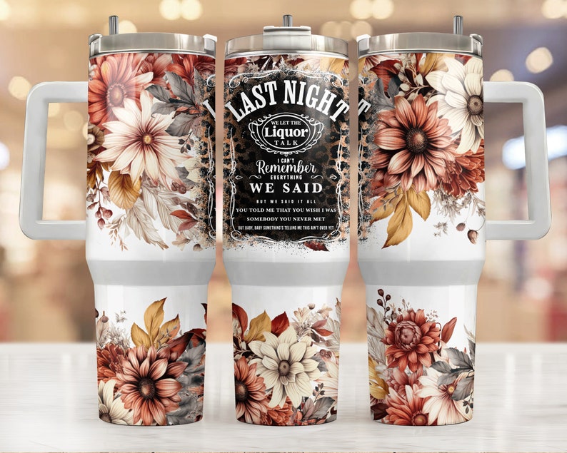 Liquor Talk Boho Floral 40oz Quencher Tumbler Wrap/ PNG Tumbler Design ...