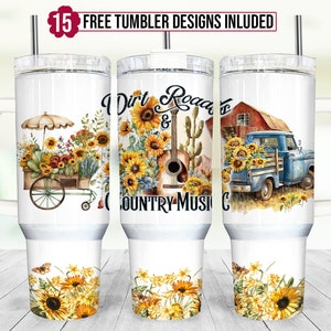 40 Unzen Tumbler Wrap Sublimation Png, Cowgirl Country-Musik 40 Unzen Tumbler Png, 40 Unzen Sublimation Design Schmutzige Straßen und Country-Musik