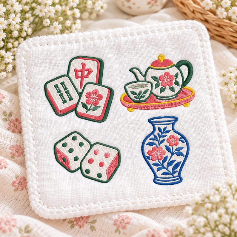 Load File Icon Design Mahjong Embroidery Design Bundle, Mahjong Club & Game Night Mini Icons ...