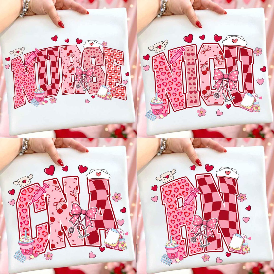Coquette Valentine Nurse Varsity Bundle Png, Nicu RN CNA Valentines Png ...