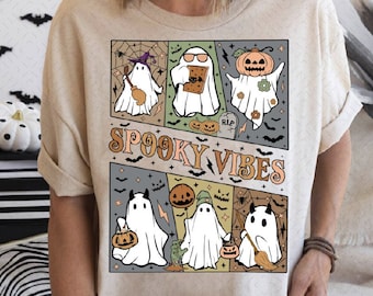 Spooky Vibes Png, Retro Halloween Png, Halloween Png, Ghost Boo Png, Halloween Sublimation Design, Halloween Shirt, Spooky Season Png