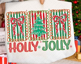 Coquette Holly Jolly Christmas Png, Merry and Bright Png, Preppy Christmas Tree png, Distressed Christmas Shirt PNG, Christmas Girly
