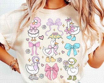 Coquette Silly Goose PNG, Floral Goose Bow png, Coquette Mama png, Vintage mama png, Maglietta Goose Lover, Festa della mamma png, Silly Goose Png