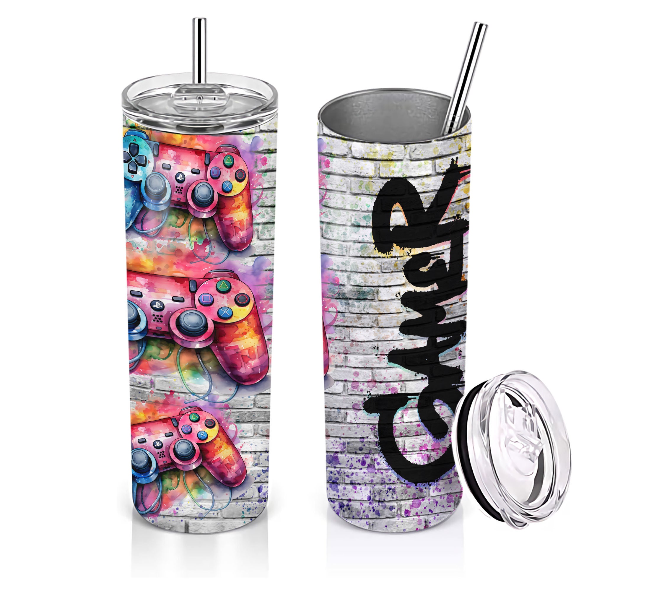 Gamer 20 Oz Skinny Tumbler Sublimation Design Digital Download PNG ...