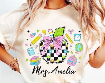 Custom teacher png, Custom Back to school png,Teacher Png, Back to school png, Apple coquette, Retro Teacher png, Leopard apple, School png