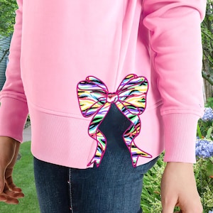 Diseño de sudadera con aplique de lazo lateral para bordado a máquina Lazo clásico Lazo tradicional Aplicación de puntada de frijol Archivo de diseño de bordado de 2 tamaños