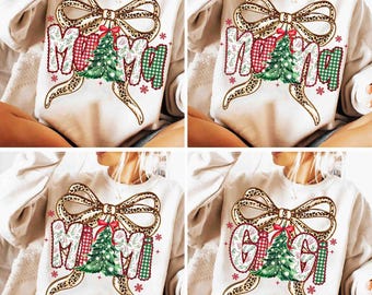 Kokette Frohe Weihnachten Mama Bundle Png, Adrette Weihnachtsfamilie Png, Rot karierte Buchstaben Png, Trendy Christmas Mama Shirt Design, Kokette