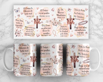 SPANISH Bible Verse Png 11oz / 15oz MUG Sublimation Designs, Mug sublimation Png, Do it Yourself, Christian Gift for Her, Digital Download
