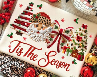Crochet Cute Tis The Season Yarn PNG, Preppy Santa Claus PNG, Christmas Tree Design PNG, Snowman, Christmas Design Digital Download