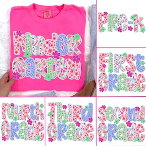 Preppy Back to School Bundle PNG, Coquette Teacher First Day of School Shirt Design, Girly Checkered Sublimation, Pre-k 1st/2nd/3rd Grade