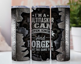 Metal Funny Tumbler Wrap For Men, Multi-tasker 20oz Skinny Tumbler Sublimation Design PNG, Man Father Husband Son Tumbler PNG, Download