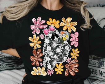 Cute Lace Ghost Png, Floral Ghost Png, Boho Halloween Shirt Design, Coquette Spooky Png, Halloween Ghost Sublimation, Boo Ghost with Flowers
