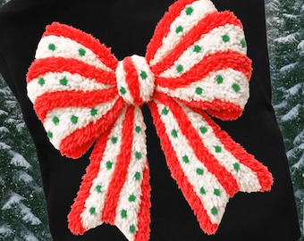 Laço de Natal com Fio Sintético PNG, Bolo de Árvore de Fios PNG, Coquete de Natal PNG, Camisa de Natal com Fio Sintético, Gancho de Trava PNG, Download Digital de Bordado
