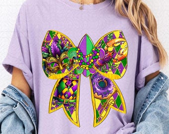 Mardi Gras Coquette Bow PNG, Mardi Gras Png, Fleur De Lis Png, Mardi Gras Coquette Png, King Cake Png, Louisiana Crawfish Png