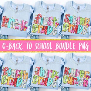 Preppy Back To School Bundle PNG, Kindergarten Pre-K 1st 2nd 3rd Grade, Teacher Sublimation, Retro First Day School Shirt Design