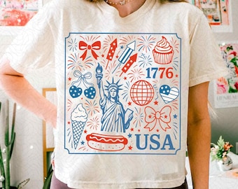 Retro America Coquette Png, Preppy 4 de Julho Png, Girly Memorial Day PNG, Vintage USA Png, Dia da Independência png, Terra dos Livres