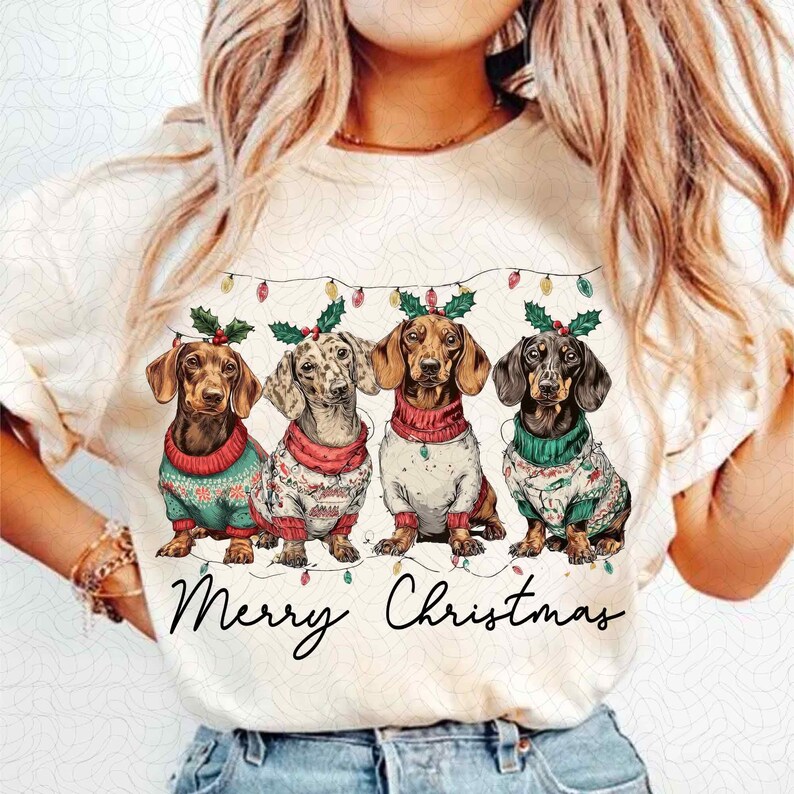 Merry Christmas Dachshund Dog PNG, Cute Puppies, Christmas Holiday Pet ...