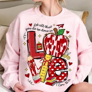 Love Valentine Teacher Png, Valentine Shirt Png, School Valentine Png, Teacher Png, Love Png, School Pencil Png, Valentine Gift for Teacher