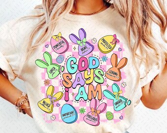 Easter God Says I Am Png, Retro Coquette Easter Png, Coquette Bunny PNG, Happy Easter Png, Easter Brushstroke Girls Kids Easter Sublimation