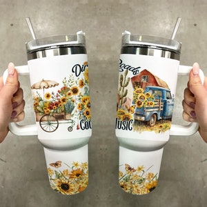 40oz Tumbler Wrap Sublimation Png, Cowgirl Country Music 40 Oz Tumbler ...