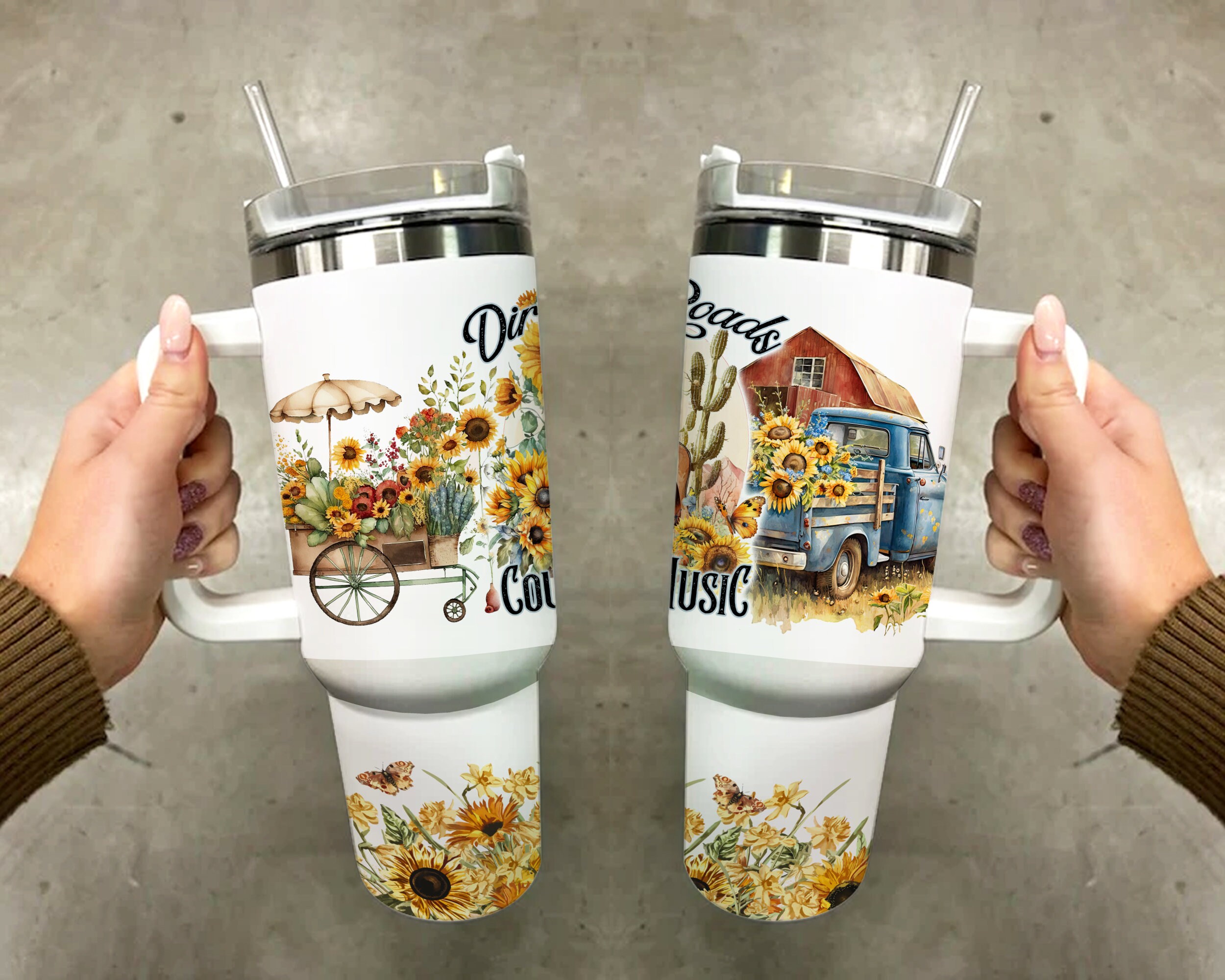 40oz Tumbler Wrap Sublimation Png, Cowgirl Country Music 40 Oz Tumbler ...