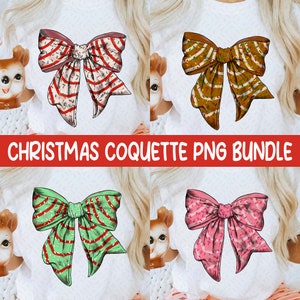 Cute Christmas Tree Cake Bow Bundle PNG, Trendy Christmas Bow Png, Holiday Spirit Design Christmas Sublimation Design Digital Download