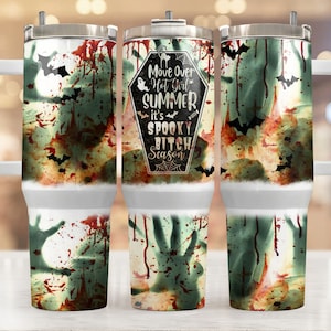 Scary Bloody Hand Halloween 40oz Quencher Tumbler Wrap, Halloween Horror Tumbler 40oz, Bright Halloween Tumbler Sublimation Design