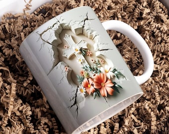 3D Cross Hole in a Wall Mug Wrap, 11oz & 15oz Mug Template, Mug Sublimation Design, Mug Wrap Template, Digital Download PNG, Jesus,Christian