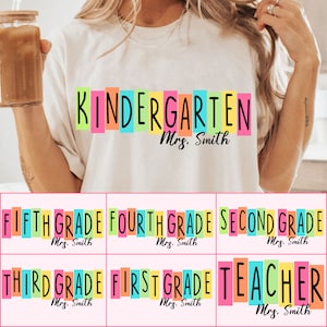 Retro Back to School Png Bundle, Pencil Rainbow Png, Custom Teacher png, Bright Dalmatian Dots, Dream Team, Pre-K 1st/2nd/3rd Grade