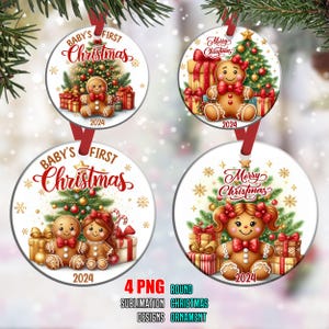 Baby&#39;s First Christmas 2024 Ornament Sublimation Png, 2024 Christmas Ornament Designs, Ornamen Sublimation Print, Digital Download, PNG