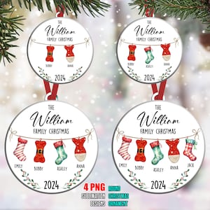Family Christmas Ornament png, Christmas Stocking Ornament Sublimation, Personalized Christmas Socks Ornament png, Christmas Ornament Bundle