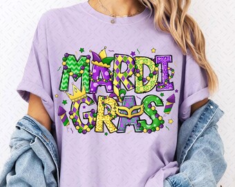 Retro Mardi Gras PNG, Fleur De Lis Png, Mardi Gras Shirt Design, New Orleans Png, Mardi Gras Beads PNG, Louisiana Png, Glitter, Brushstroke