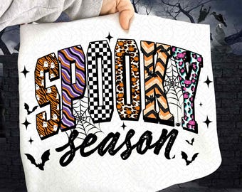 Retro Halloween Spooky Coquette Png, Halloween Leopard Checkered Fall, Spooky png, Halloween Girly png, Fall png, Sublimation png