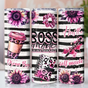 Pink Business Tumbler Wrap, 20 oz Skinny Sublimation Tumbler Design, Business Owner Sublimation Design, Boss Mode Wrap Tumbler Downloads