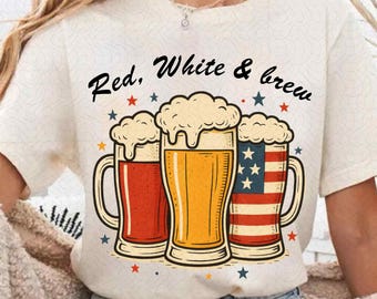 Cerveza roja, blanca y negra (Png), cerveza del 4 de julio (Png), gráfico del 4 de julio para amantes de la cerveza, camiseta del Día de la Independencia (Png), diseño patriótico de cerveza (Png)