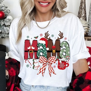 Christmas Mama Coquette Png, Mama Claus png, Christmas Tree Cake png, Christmas coquette bow png, Doodles Xmas, Candy Cane Santa Hot Cocoa